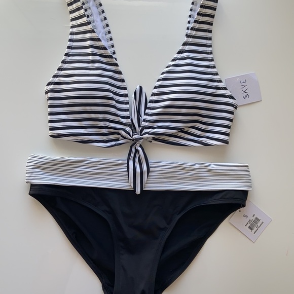 New Skye seaside two piece black striped swimsuit - Picture 7 of 12